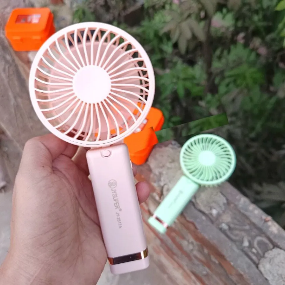 JYSUPER JY-2517A Rechargeable Mini Hand Fan - Foldable Portable Cooling Fan with 3-Speed Control for Indoor & Outdoor Use