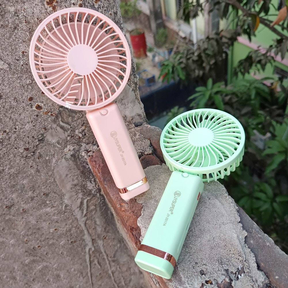 JYSUPER JY-2517A Rechargeable Mini Hand Fan - Foldable Portable Cooling Fan with 3-Speed Control for Indoor & Outdoor Use